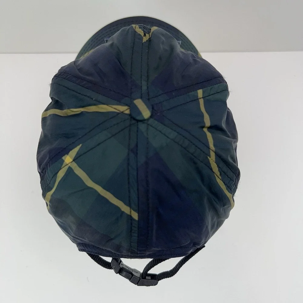 Vtg POLO RALPH LAUREN Cap Tartan Plaid Fleece Lined Hat Adult OS Nylon USA Hat‎